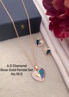 AD Diamond Designer Rose Gold Pendant Set 9 Wholesale Price In Surat

